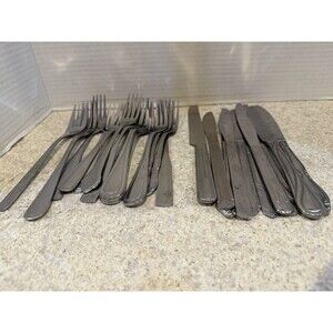 Vintage Mixed Lot Stainless Flatware 24pc 14 Forks 10 Knives Assorted Brands
